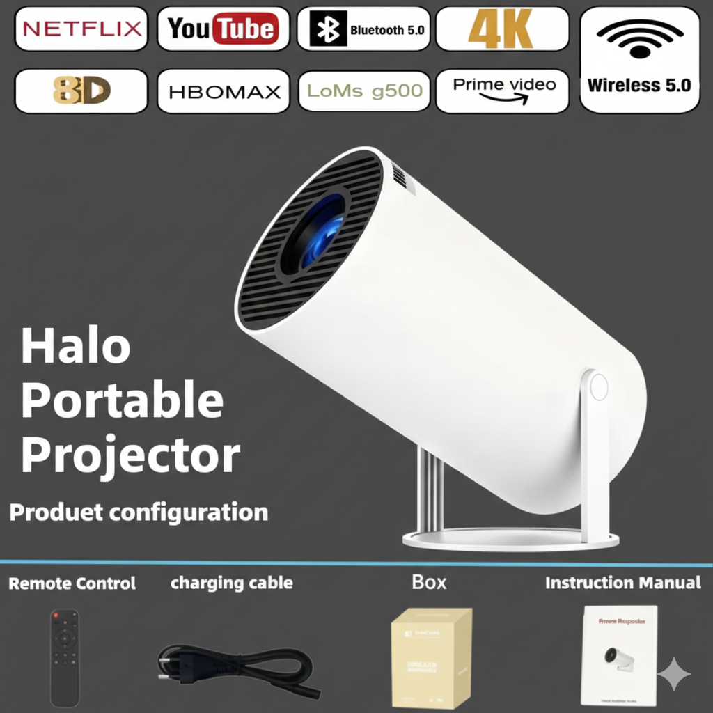 Halo 4k Portable Projector ﻿